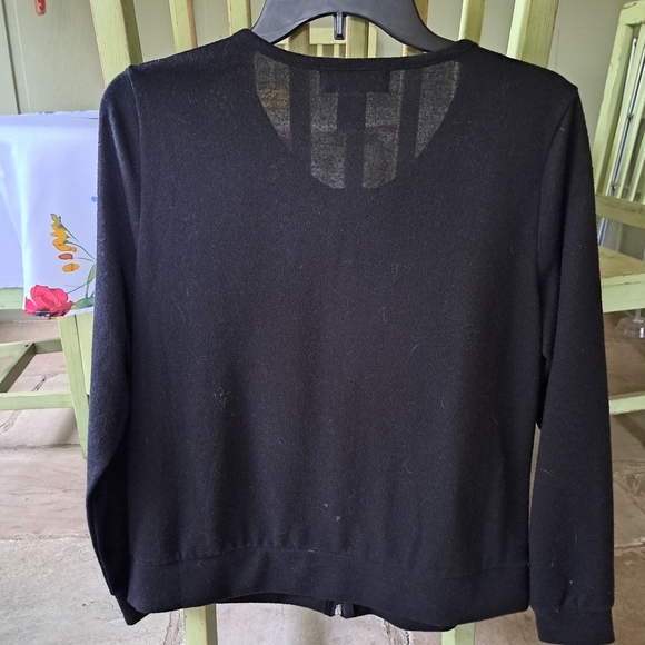Cathy Daniels Black Polka Dot Lightweight Zip Up Sweater Size M #135 - Picture 3 of 3